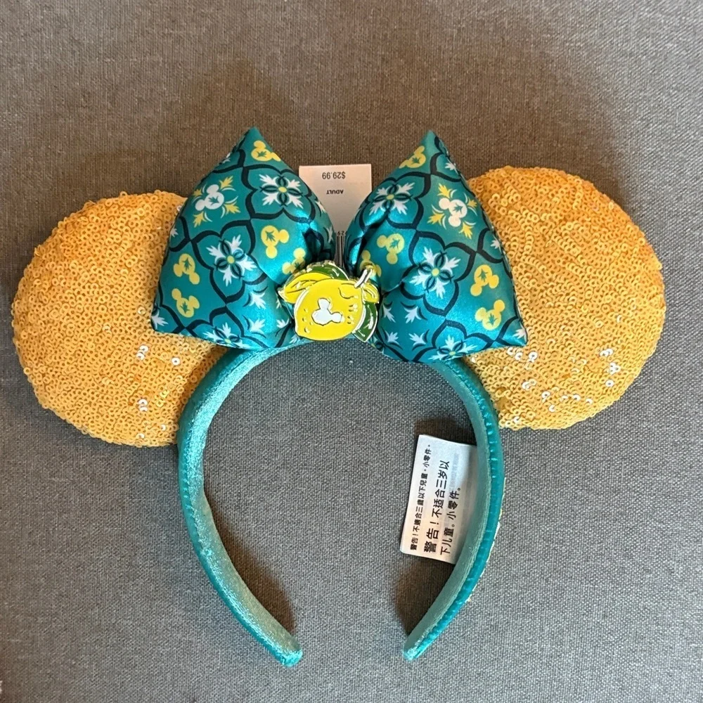Disney Gold and Teal Sequin Minnie Ears Headband